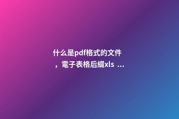 什么是pdf格式的文件，電子表格后綴xls、xlsxmb、csv分別是什么意思-第1張-觀點-玄機派